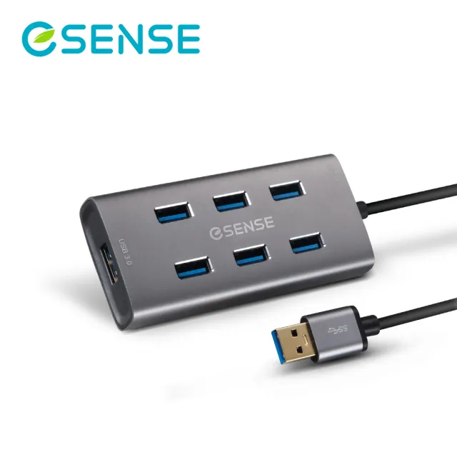 【ESENSE 逸盛】ESENSE 737PA 7合1 USB3.0HUB集線器(可擴充5V/2A供電)