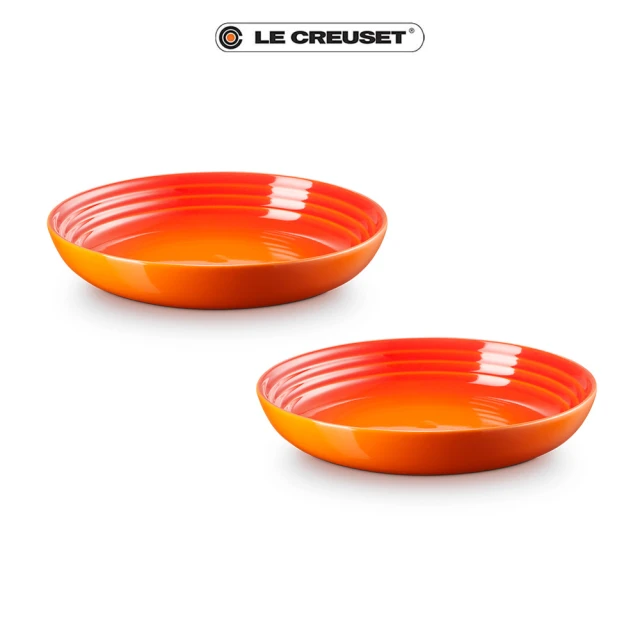 Le Creuset 瓷器義麵盤 22cm-買1送1(火焰橘-無盒)