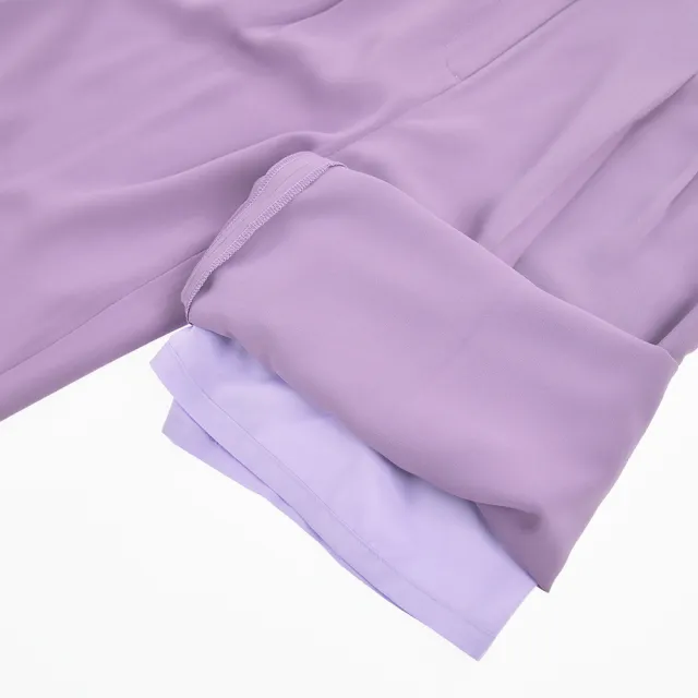【ILEY 伊蕾】率性剪裁直筒西裝褲(紫色；M-XL；1233016573)