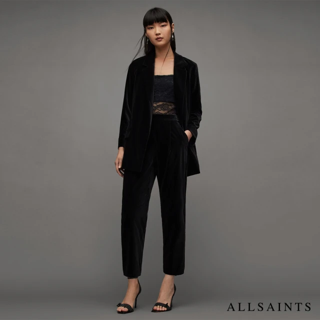 ALLSAINTS ALEIDA 天鵝絨中腰西裝長褲Black(舒適版型)