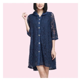 【水衫】蕾絲洋裝罩衫-藍(J03-20-1)