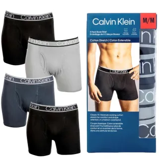 【Calvin Klein 凱文克萊】4件組 彈性棉質男生四角內褲(CK內褲/Tommy Hilfiger/PUMA CK男生內褲)