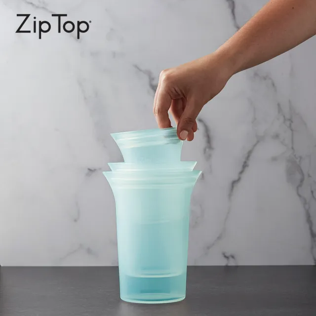 【ZipTop】美國白金矽膠袋-環保杯型三件組(青草綠)