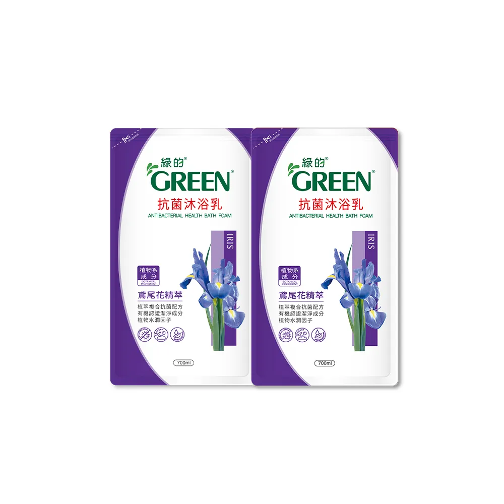 【Green 綠的】綠的抗菌沐浴乳補充包700ml(玫瑰木精油/鳶尾花精萃)