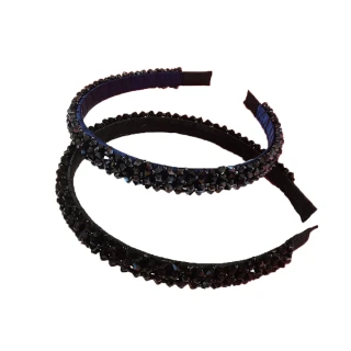 【卡樂熊】優雅氣質水晶串珠造型細版髮箍(兩色)
