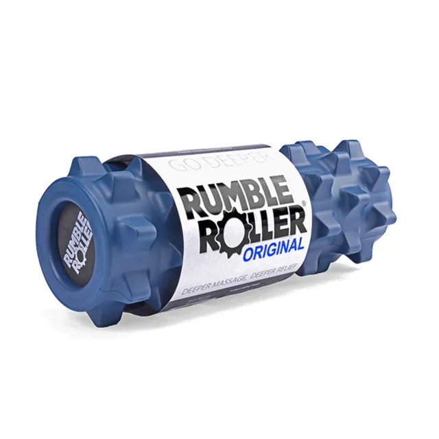 【Rumble Roller】深層按摩滾輪 贈背帶 狼牙棒 短版31cm 標準版硬度(瑜珈柱 按摩滾筒 筋膜放鬆 瑜珈滾筒)