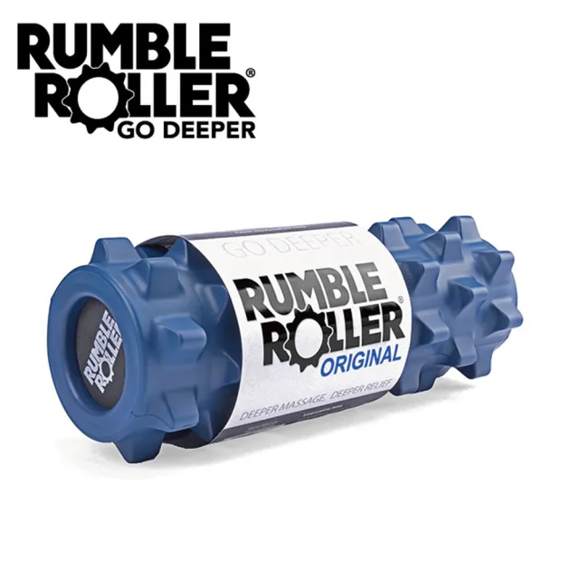 【Rumble Roller】深層按摩滾輪 贈背帶 狼牙棒 短版31cm 標準版硬度(瑜珈柱 按摩滾筒 筋膜放鬆 瑜珈滾筒)