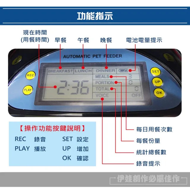 【伊德萊斯】智能錄音寵物自動餵食器 AH-21 定時餵食機(寵物碗 貓狗餵食器)