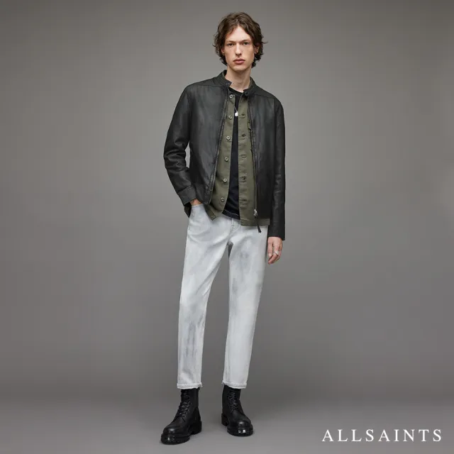 【ALLSAINTS】COLT 立領金屬釦環羊皮皮衣夾克-黑 ML004R