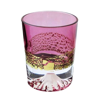 【田島硝子】日本製 職人手工製作金箔冷 富士山杯 酒杯 赤金色 櫻花粉(TG20-016-1GP)