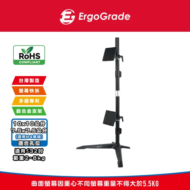 【ErgoGrade】快拆式鋁合金桌上型上下雙螢幕支架EGTS012Q(壁掛架/電腦螢幕架/長臂/旋臂架/桌上型支架)