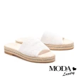 【MODA Luxury】簡約民俗風飛織草編厚底拖鞋(白)