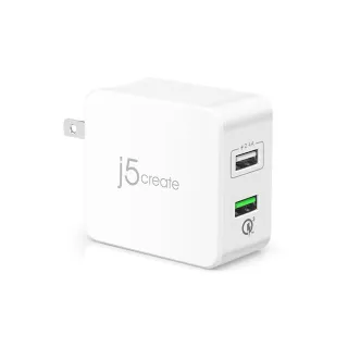 【j5create 凱捷】2-Port USB QC3.0智慧30W快速充電器-JUP20