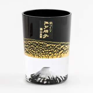 【田島硝子】日本製 金箔冷酒杯 富士山杯 清酒杯 黑色(TG20-016-1GK)