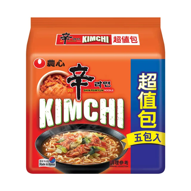 【NONG SHIM 農心】農心辛辣白菜風味拉麵超值包5入(600g)