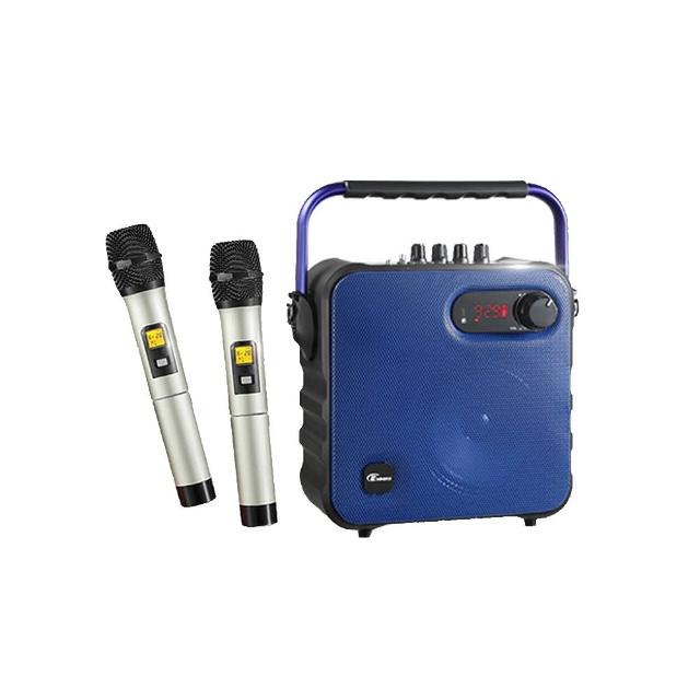 【EMMAS】無線雙麥克風藍芽行動K歌音響T-58