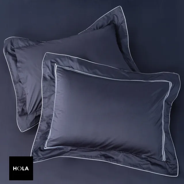 【HOLA】艾維卡埃及棉刺繡歐式枕套2入深藍