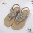 【J&H collection】復古波西米亞花邊水鑽平底涼鞋(現+預  杏色 / 深藍)