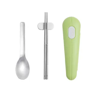 【PO:】不鏽鋼筷子湯匙隨身組(綠)