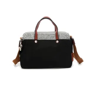 【tripose】漫遊系列岩紋雙拉鍊手提斜背包(潮感黑)