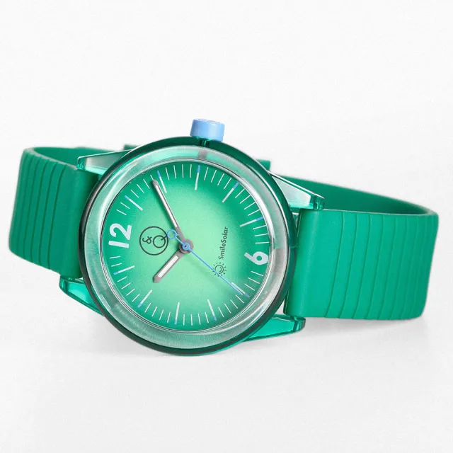 【Q&Q SmileSolar】太陽能手錶-春夏拚色款-草皮綠/35mm(星辰 太陽能 光動能手錶)