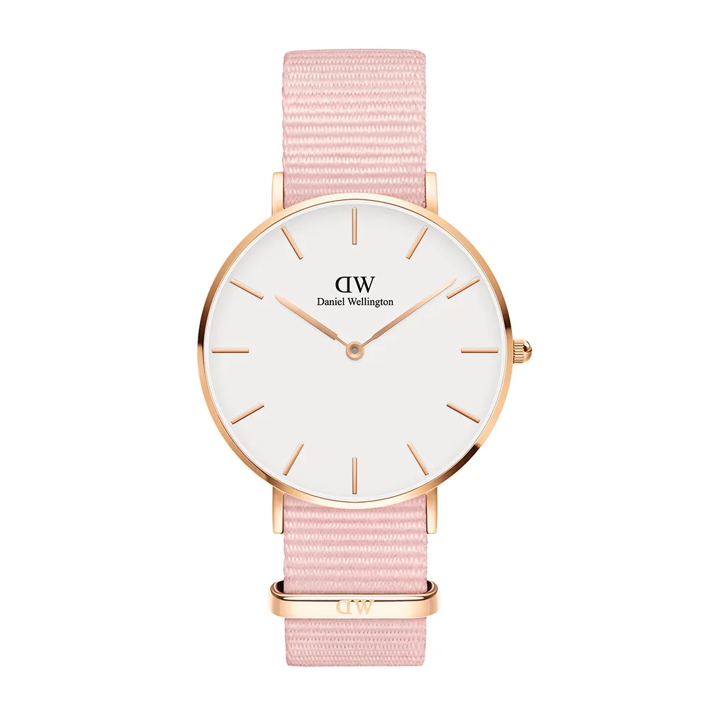 【Daniel Wellington】DW 手錶  Petite Rosewater 36mm櫻花粉織紋錶-玫瑰金框(DW00100360)