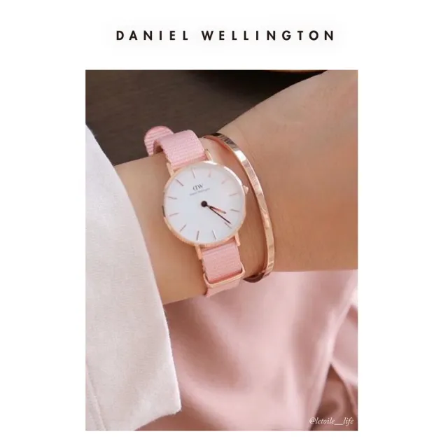 【Daniel Wellington】DW 手錶  Petite Rosewater 36mm櫻花粉織紋錶-玫瑰金框(DW00100360)