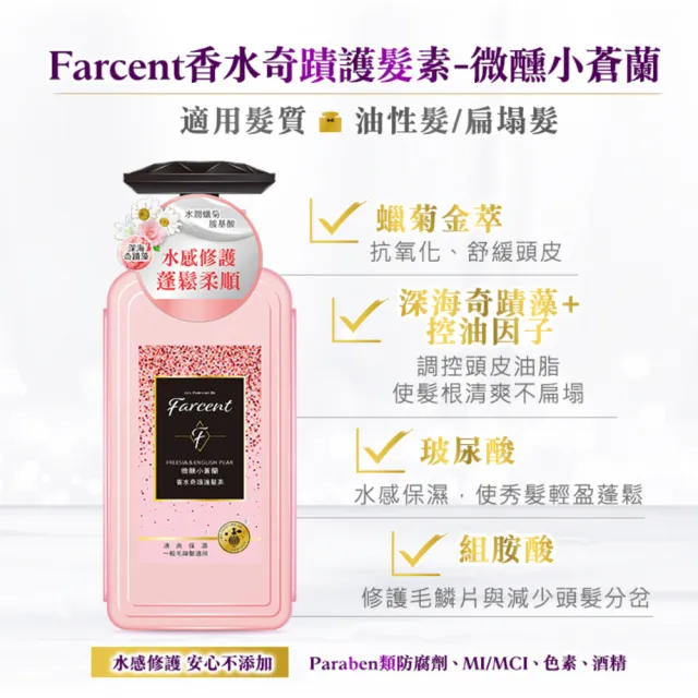 【Farcent 香水】奇蹟護髮素600ml(小香瓶/控油蓬鬆/柔順修護)