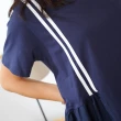 【慢。生活】運動風織條造型拼接連衣裙-F(黑/深藍)