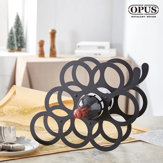 【OPUS 東齊金工】歐式鐵藝紅酒架/酒瓶展示架-葡萄酒架(豐收/經典黑)