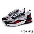 【SPRING】時尚撞色飛織反光飾條彈力氣墊個性運動鞋-男鞋(黑紅)