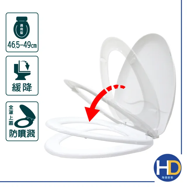 【海德廚衛】全罩式靜音緩降加長馬桶蓋(波浪款) 