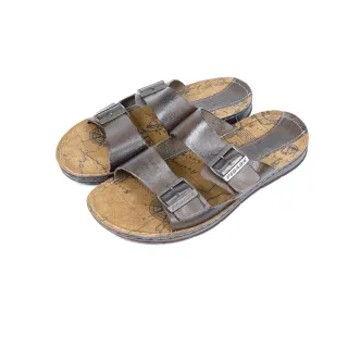 【PEGADA】真皮扣環減壓舒適拖鞋 時尚棕(132804-DBR)