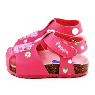 【童鞋城堡】佩佩豬 草莓花軟木護趾涼鞋 粉紅豬小妹(PG4535-桃)