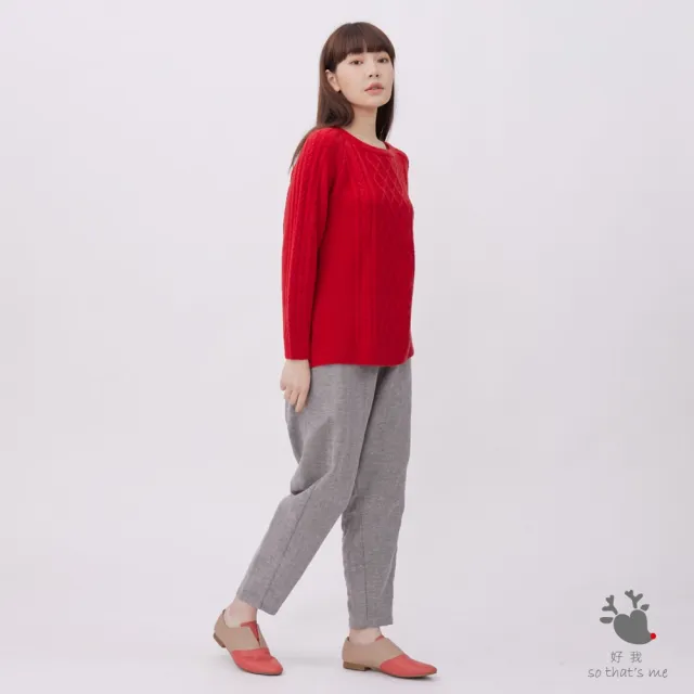 【so that’s me 好我】Argyle菱形紋圓領長袖針織衫(紅)