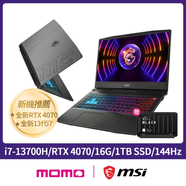 MSI 微星MSI 1T外接硬碟組★17.3吋i7獨顯RTX電競筆電(Pulse 17/i7-13700H/16G/1TB SSD/RTX4070/W11/057TW)