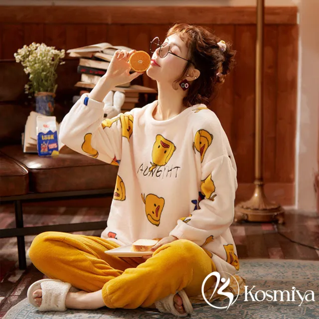 【Kosmiya】1套 多款任選 法蘭絨居家保暖長袖睡衣褲/保暖睡衣/長袖睡衣/居家睡衣/套裝(多款可選/兩個尺寸)