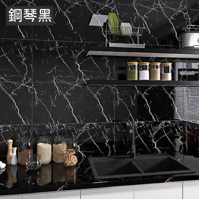 【Jo Go Wu】仿真大理石磁磚貼-3入(60X30cm/地板貼/墻貼/廚房防油貼/衛生間/牆壁裝飾)
