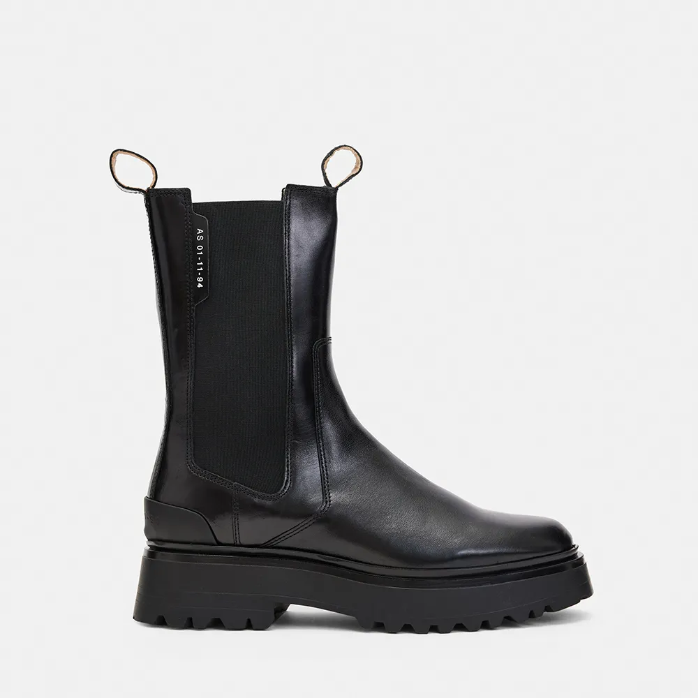 【ALLSAINTS】AMBER 切爾西牛皮短靴Black WF582X