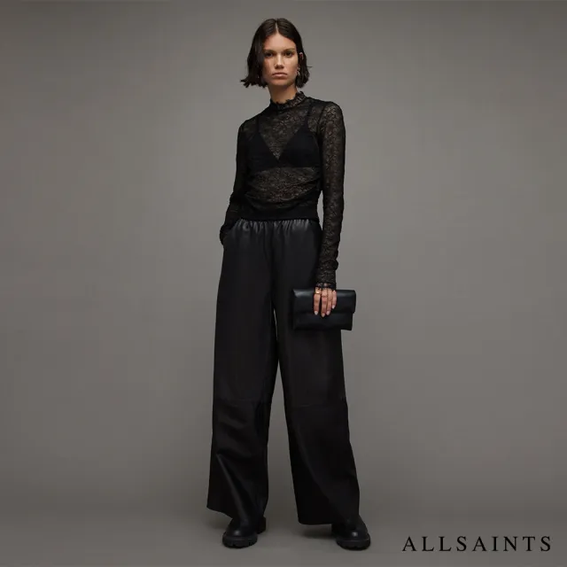 【ALLSAINTS】FRANCESCO 蕾絲長袖上衣Black WM063Z(修身版型)