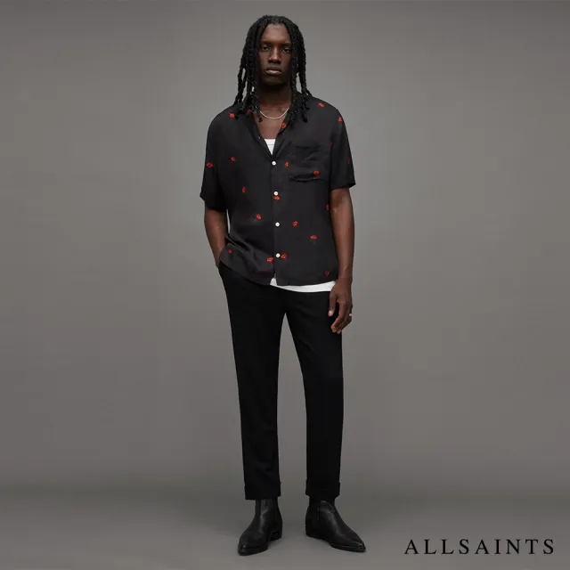 【ALLSAINTS】POPPIES 短袖夏威夷印花襯衫Jet Black MS037Z(舒適版型)