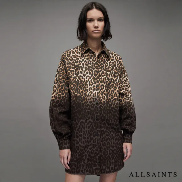 【ALLSAINTS】LILY 印花短洋裝ANIMAL BROWN WD162Z(寬鬆版型)