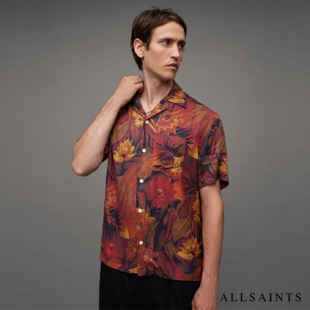 ALLSAINTS GOZO 短袖夏威夷印花襯衫SOFT BROWN MS034Z(舒適版型)