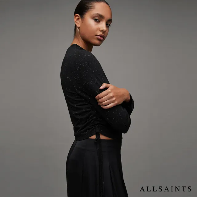 【ALLSAINTS】BETA 金屬感長袖T恤Black WM018Z(舒適版型)