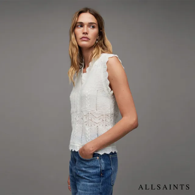 【ALLSAINTS】VANESSA 羊毛針織背心Chalk White WK036Z(修身版型)