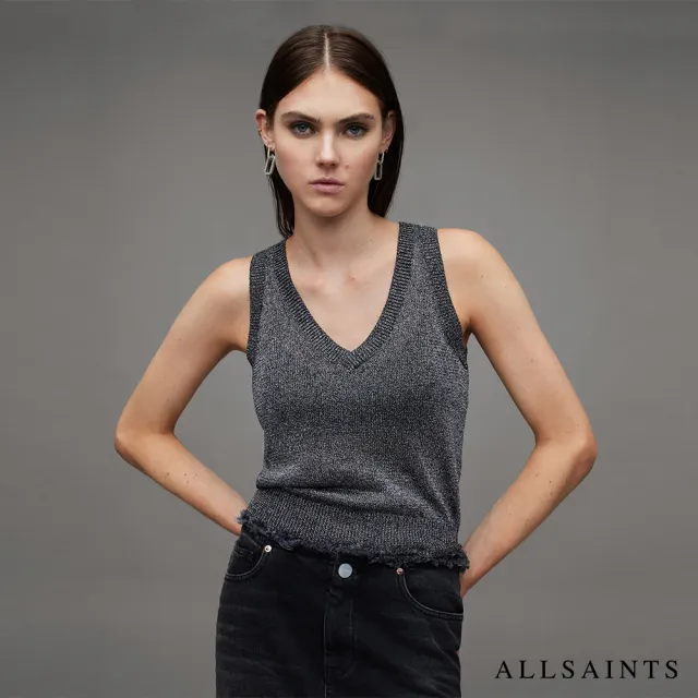 【ALLSAINTS】LYRA 金屬光澤針織背心Silver WK082Z(常規版型)