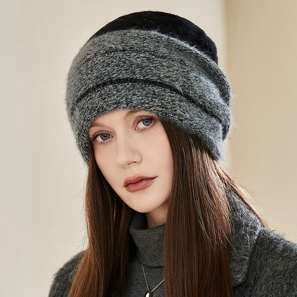 【Acorn 橡果】韓系撞色針織毛帽防曬機能帽月子帽保暖帽1755(黑色)