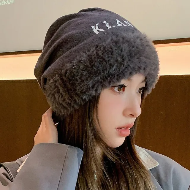 【Acorn 橡果】韓系小臉毛帽防曬機能帽套頭月子帽保暖帽1766(深灰)