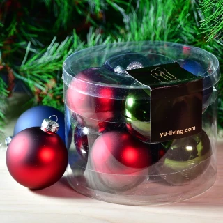 【YU Living 信歐傢居】玻璃聖誕裝飾球16件組(8件一盒.16個二盒/藍綠色/聖誕樹吊飾 擺飾 掛件)