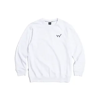 【EDWIN】男裝 經典小W繡厚長袖T恤(白色)